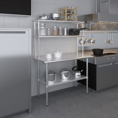 Image showing 5 th AmGood 12 in. x 48 in. Metal Double-Tier Shelf