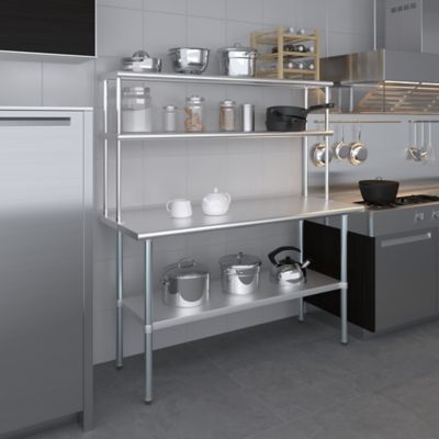 Image showing  12 in. x 60 in. Metal Double-Tier Shelf