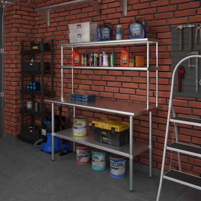 Image showing  12 in. x 60 in. Metal Double-Tier Shelf