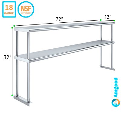 Image showing  12 in. x 72 in. Metal Double-Tier Shelf