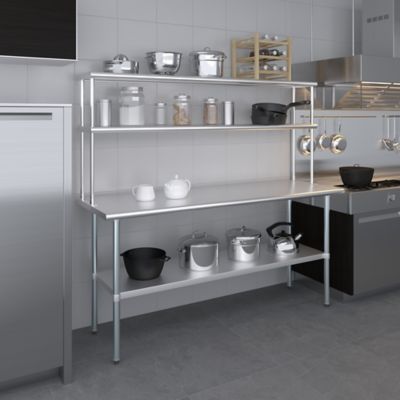 Image showing  12 in. x 72 in. Metal Double-Tier Shelf