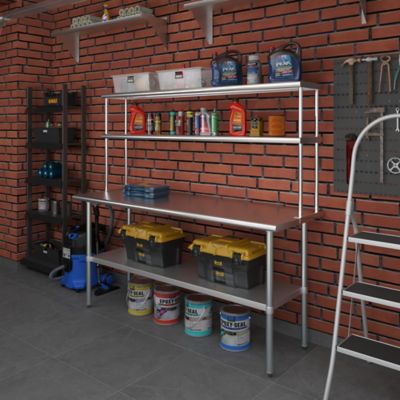 Image showing  12 in. x 72 in. Metal Double-Tier Shelf