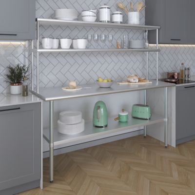 Image showing 5 th AmGood 12 in. x 72 in. Metal Double-Tier Shelf