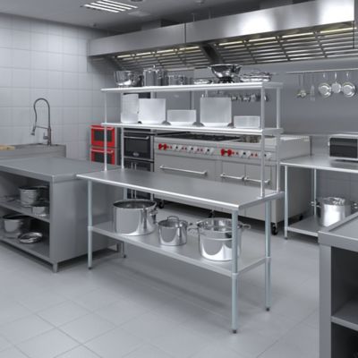 Image showing 6 th AmGood 12 in. x 72 in. Metal Double-Tier Shelf