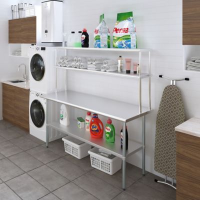 Image showing 7 th AmGood 12 in. x 72 in. Metal Double-Tier Shelf