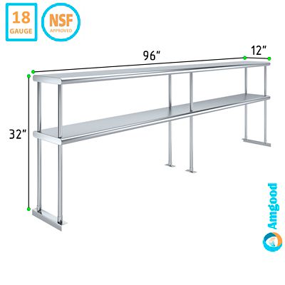 Image showing  12 in. x 96 in. Metal Double-Tier Shelf