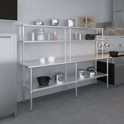 Image showing  12 in. x 96 in. Metal Double-Tier Shelf