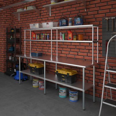 Image showing  12 in. x 96 in. Metal Double-Tier Shelf