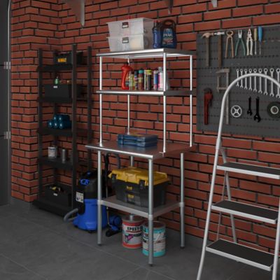 Image showing  18 in. x 30 in. Metal Double-Tier Shelf