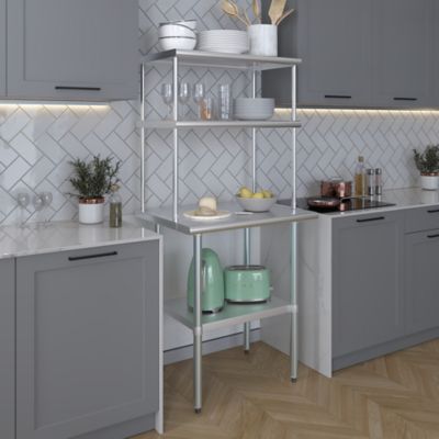 Image showing 5 th AmGood 18 in. x 30 in. Metal Double-Tier Shelf