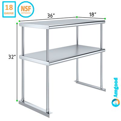 Image showing  18 in. x 36 in. Metal Double-Tier Shelf