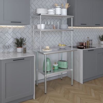 Image showing 5 th AmGood 18 in. x 36 in. Metal Double-Tier Shelf