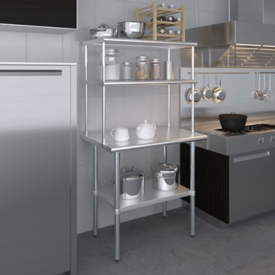 Image showing 6 th AmGood 18 in. x 36 in. Metal Double-Tier Shelf