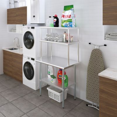 Image showing 7 th AmGood 18 in. x 36 in. Metal Double-Tier Shelf