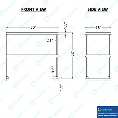 Image showing 8 th AmGood 18 in. x 36 in. Metal Double-Tier Shelf