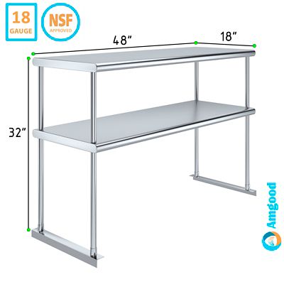 Image showing  18 in. x 48 in. Metal Double-Tier Shelf