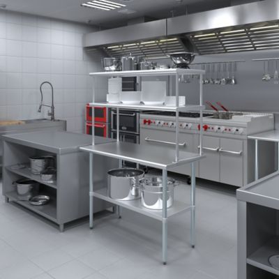 Image showing  18 in. x 48 in. Metal Double-Tier Shelf