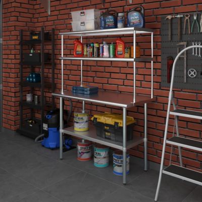 Image showing  18 in. x 48 in. Metal Double-Tier Shelf