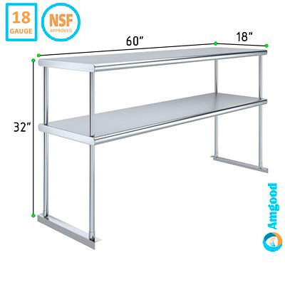 Image showing  18 in. x 60 in. Metal Double-Tier Shelf