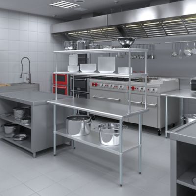 Image showing  18 in. x 60 in. Metal Double-Tier Shelf