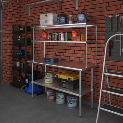 Image showing  18 in. x 60 in. Metal Double-Tier Shelf