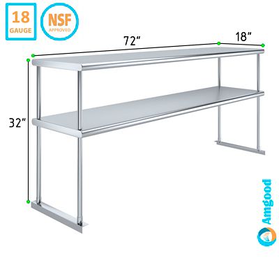 Image showing  18 in. x 72 in. Metal Double-Tier Shelf