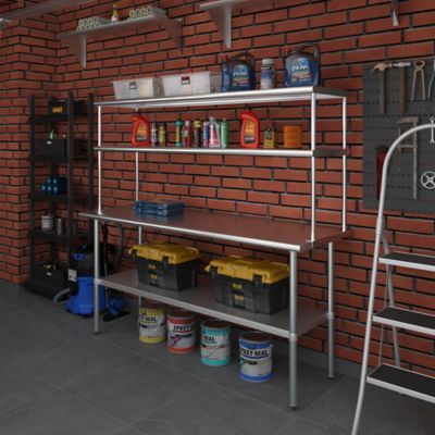 Image showing  18 in. x 72 in. Metal Double-Tier Shelf