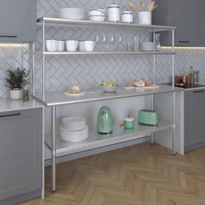 Image showing 5 th AmGood 18 in. x 72 in. Metal Double-Tier Shelf