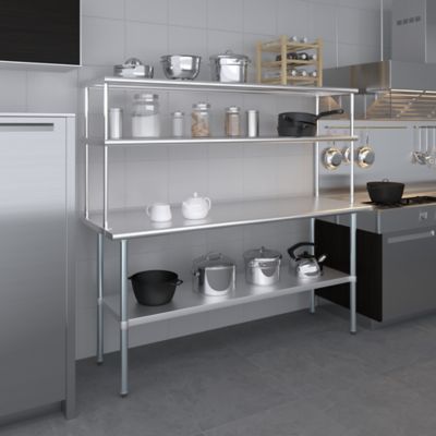 Image showing 6 th AmGood 18 in. x 72 in. Metal Double-Tier Shelf