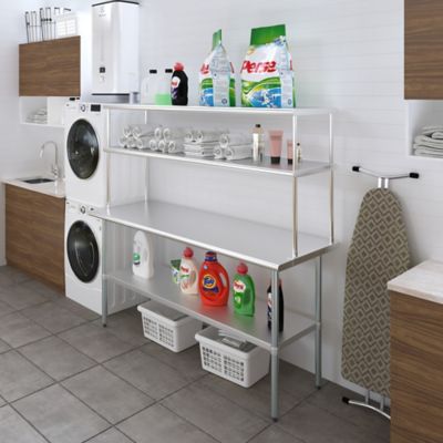 Image showing 7 th AmGood 18 in. x 72 in. Metal Double-Tier Shelf