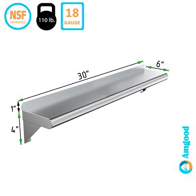 Image showing  6 in. x 30 in. Metal Wall-Mount Shelf