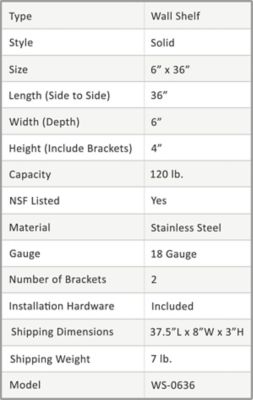 Image showing 7 th AmGood 6 in. x 36 in. Metal Wall-Mount Shelf