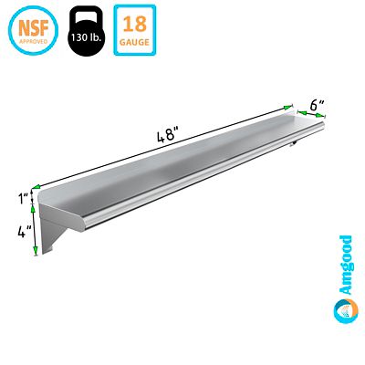 Image showing  6 in. x 48 in. Metal Wall-Mount Shelf