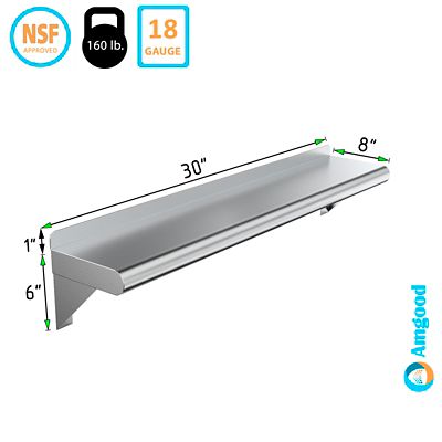 Image showing  8 in. x 30 in. Metal Wall Mount Shelf