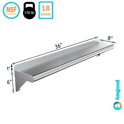 Image showing  8 in. x 36 in. Metal Wall-Mount Shelf