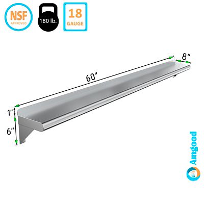 Image showing  8 in. x 60 in. Metal Wall-Mount Shelf