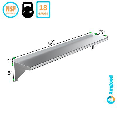 Image showing  10 in. x 60 in. Metal Wall Mount Shelf