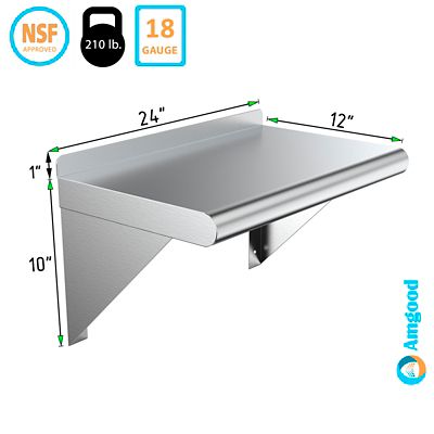 Image showing  12 in. x 24 in. Metal Wall Mount Shelf