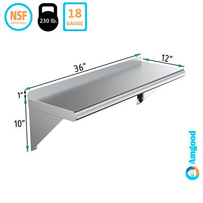 Image showing  12 in. x 36 in. Metal Wall-Mount Shelf