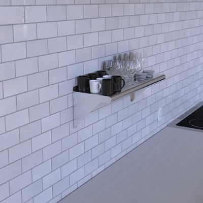 Image showing 6 th AmGood 12 in. x 36 in. Metal Wall-Mount Shelf