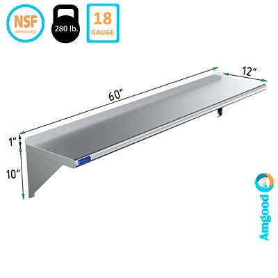 Image showing  12 in. x 60 in. Metal Wall Mount Shelf