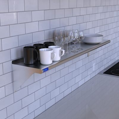 Image showing 6 th AmGood 12 in. x 60 in. Metal Wall Mount Shelf