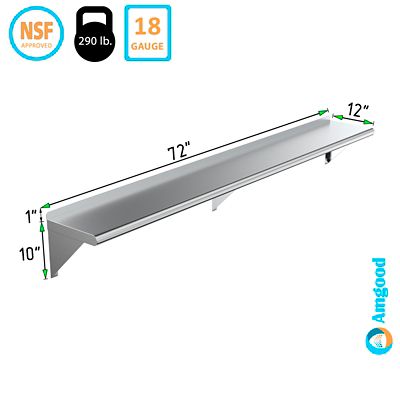 Image showing  12 in. x 96 in. Metal Wall-Mount Shelf