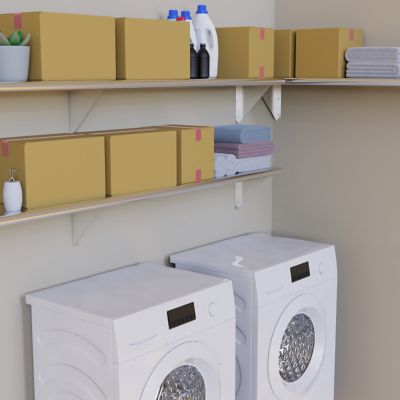 Image showing 5 th AmGood 12 in. x 96 in. Metal Wall-Mount Shelf