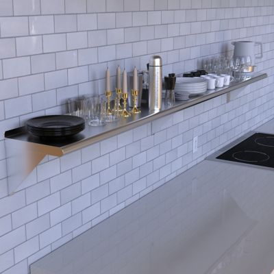 Image showing 6 th AmGood 12 in. x 96 in. Metal Wall-Mount Shelf