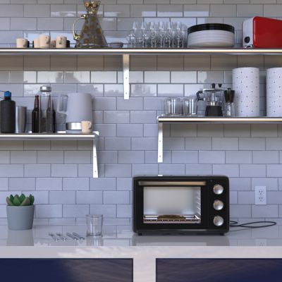 Image showing 9 th AmGood 12 in. x 96 in. Metal Wall-Mount Shelf