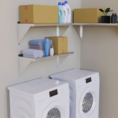 Image showing 5 th AmGood 14 in. x 48 in. Metal Wall Mount Shelf