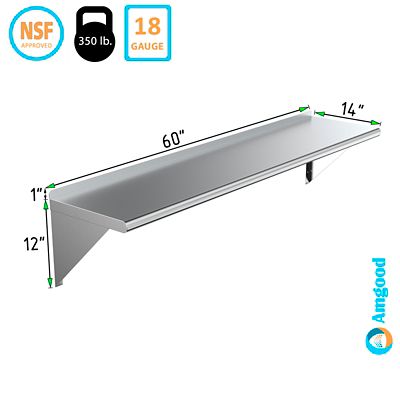 Image showing  14 in. x 60 in. Metal Wall Mount Shelf