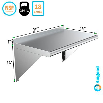 Image showing  16 in. x 30 in. Metal Wall Mount Shelf