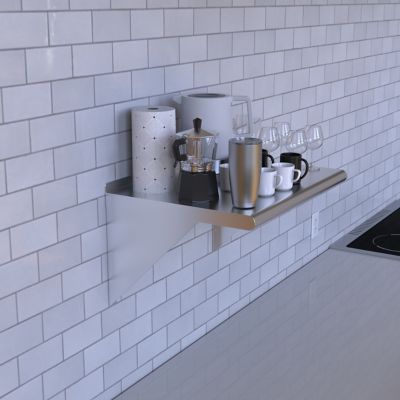 Image showing 6 th AmGood 16 in. x 72 in. Metal Wall Mount Shelf